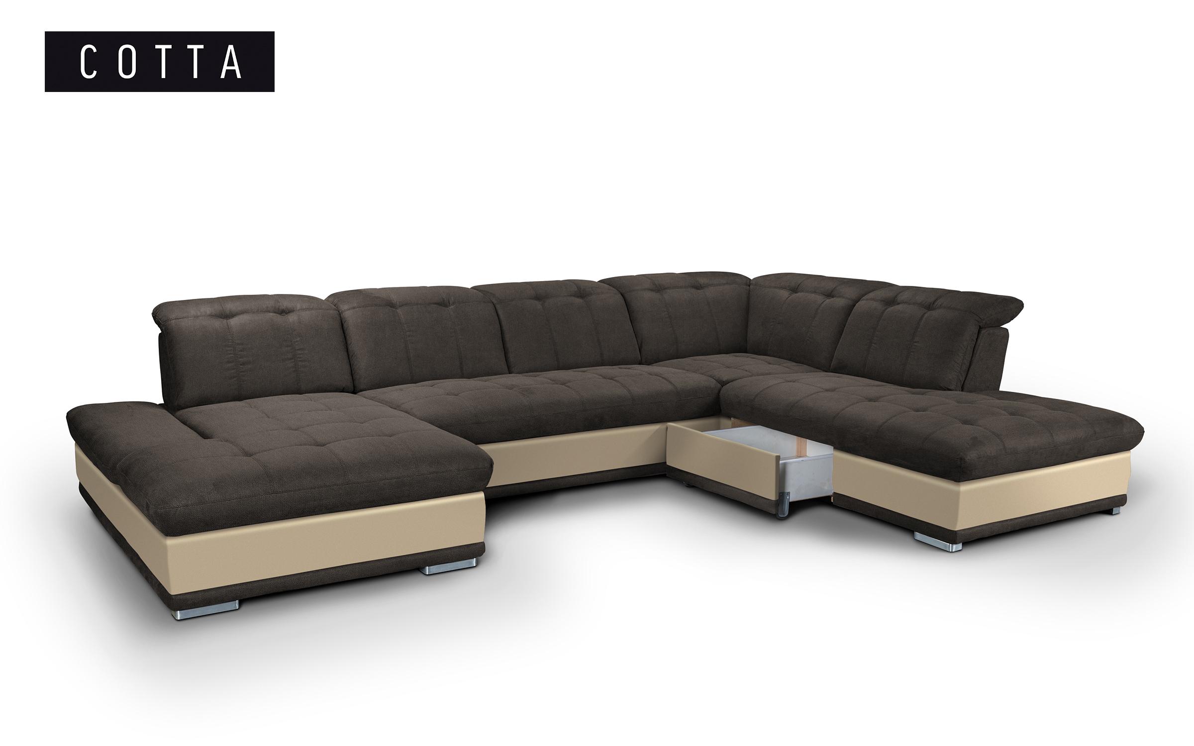 Γωνιακός καναπές Π σχήμα Baleron, σκούρο καφέ + μπεζ  7